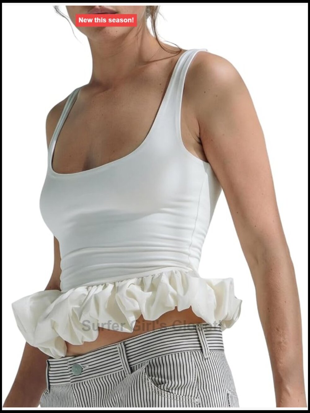 Womens Sleeveless Ruffle Hem Crop Tank Top Backless Summer Casual